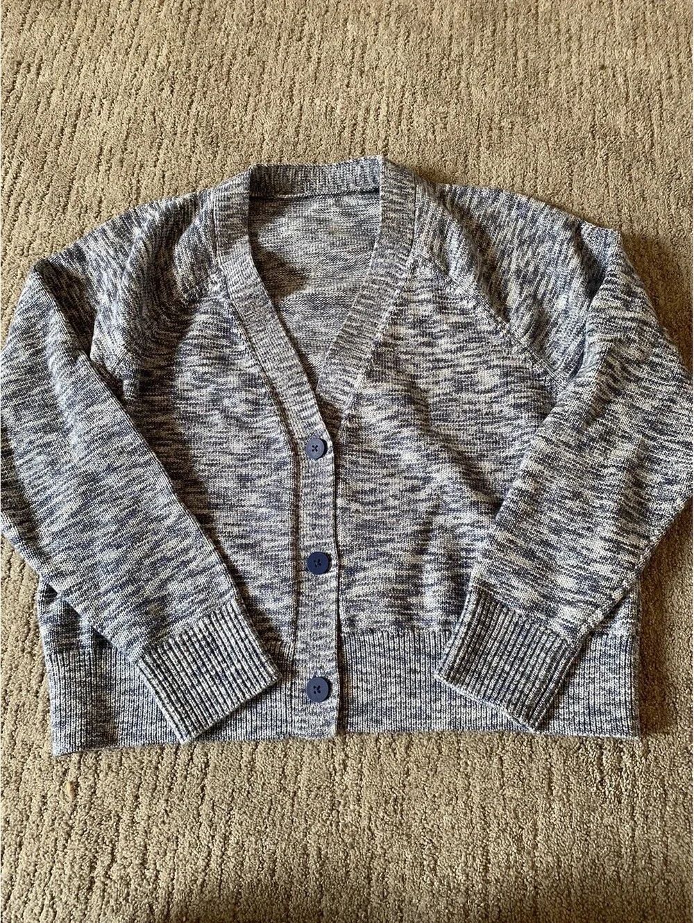 Lululemon Boxy Cardigan Cotton Wool Blend Sweater Blue Heather Large
